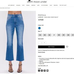 Pistola Lennon High Rise Bootcut Jean Countryside Size 27/4 Cropped